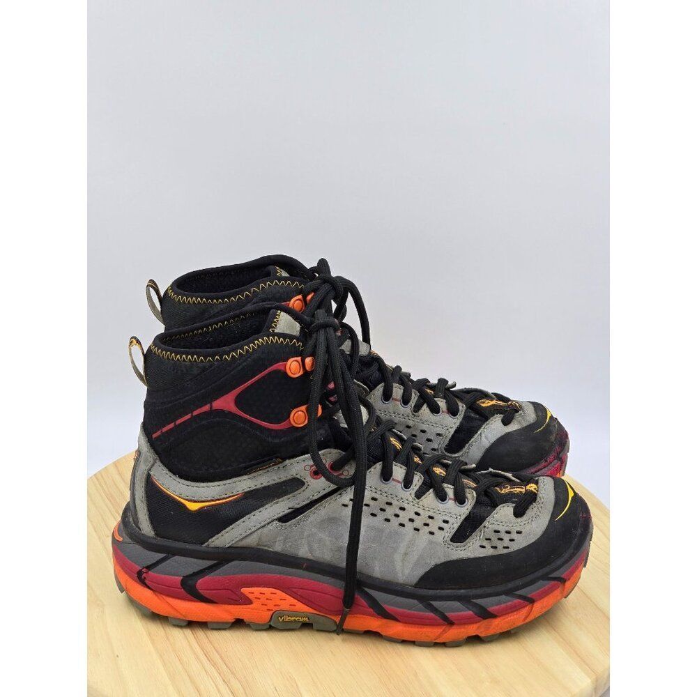 Hoka One One Men's Black Gray Orange Lace-Up Hiking Boots